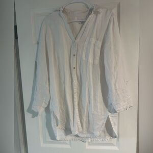 White Button-Up Linen Shirt